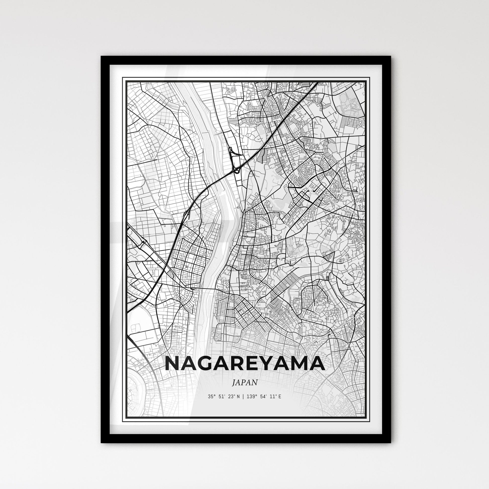 Nagareyama Japan - Scandinavian Style City Map for Modern Home Decor