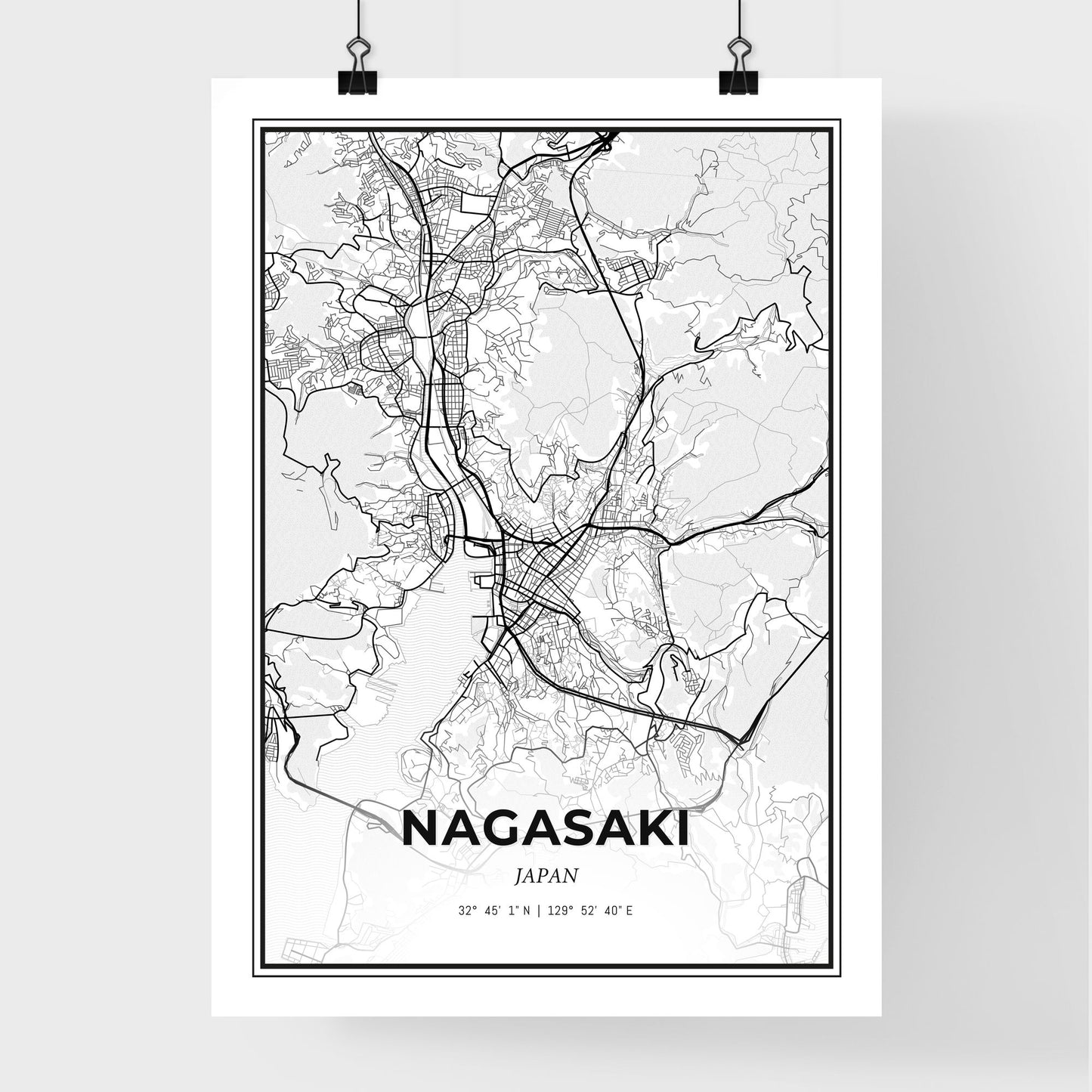 Nagasaki Japan - Premium City Map Poster