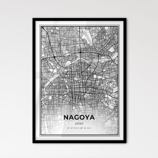 Nagoya Japan - Scandinavian Style City Map for Modern Home Decor