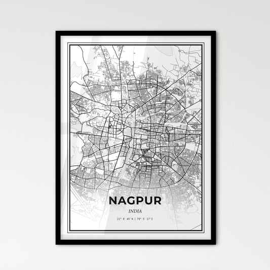 Nagpur India - Scandinavian Style City Map for Modern Home Decor