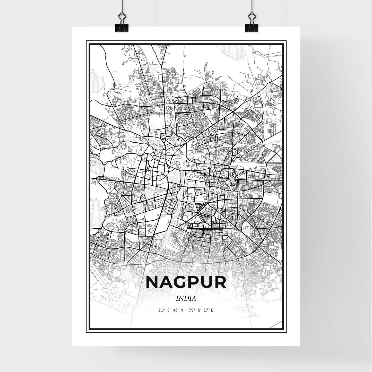 Nagpur India - Premium City Map Poster