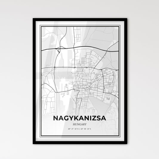 Nagykanizsa Hungary - Scandinavian Style City Map for Modern Home Decor