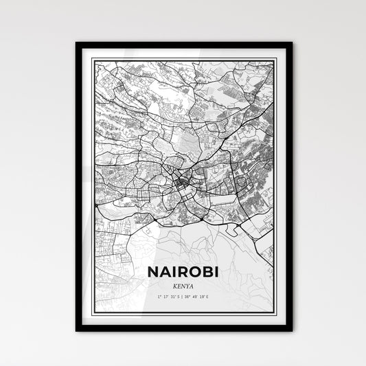 Nairobi Kenya - Scandinavian Style City Map for Modern Home Decor