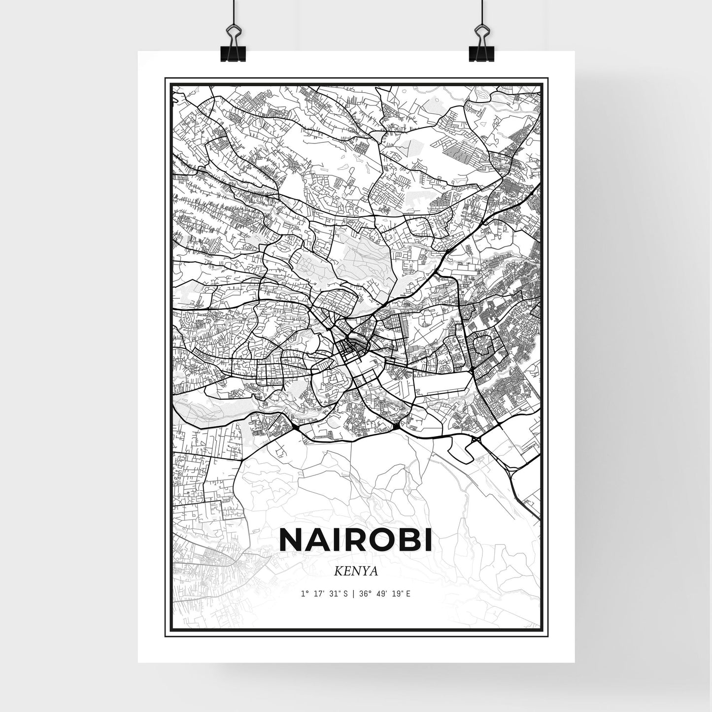 Nairobi Kenya - Premium City Map Poster