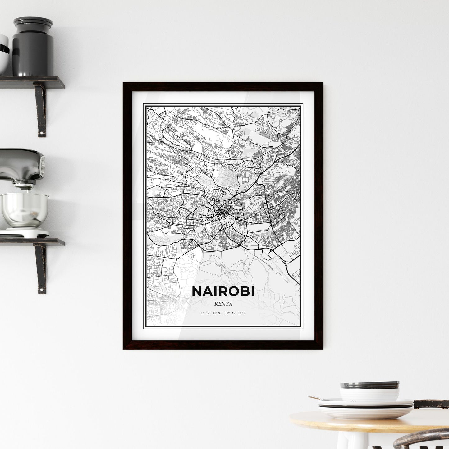 Nairobi Kenya - Minimal City Map