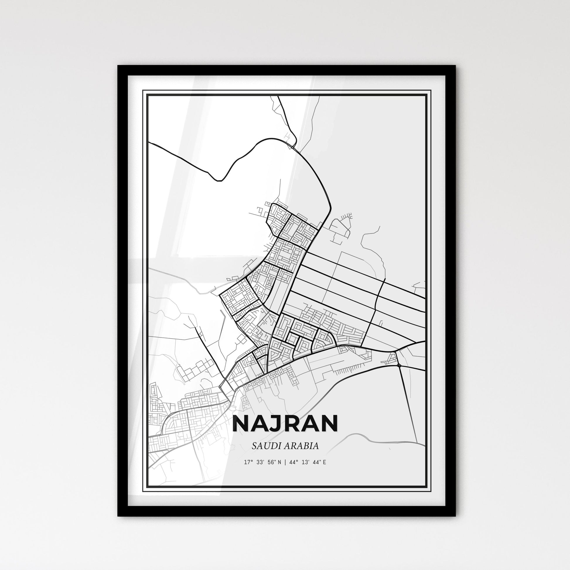 Najran Saudi Arabia - Scandinavian Style City Map for Modern Home Decor