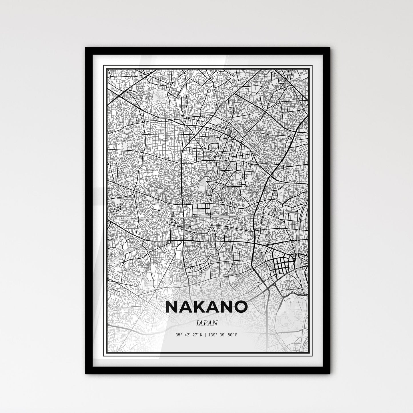 Nakano Japan - Scandinavian Style City Map for Modern Home Decor