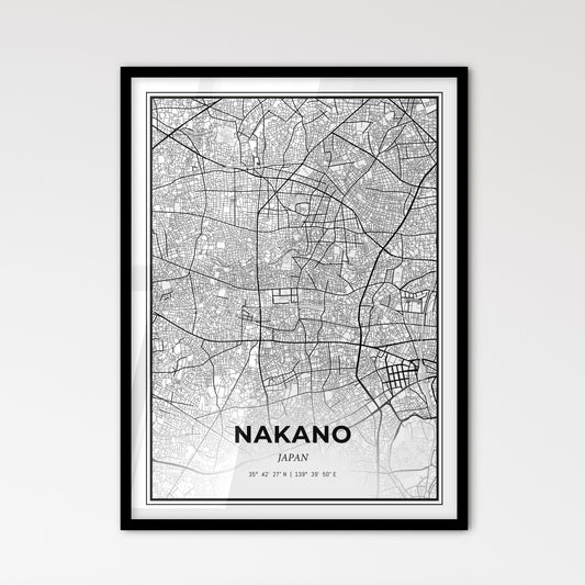 Nakano Japan - Scandinavian Style City Map for Modern Home Decor