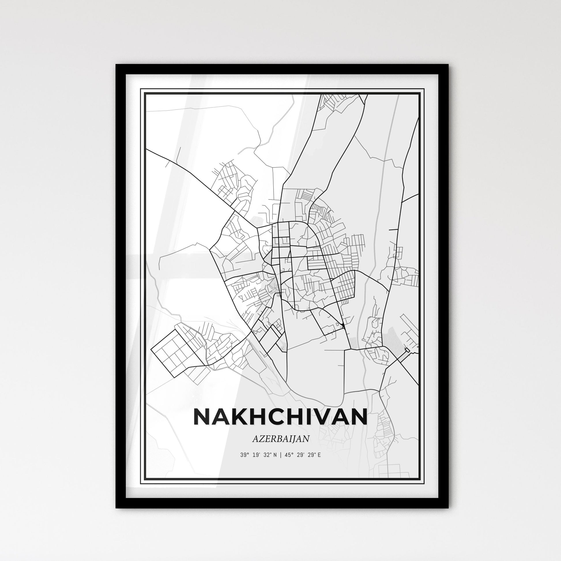 Nakhchivan Azerbaijan - Scandinavian Style City Map for Modern Home Decor