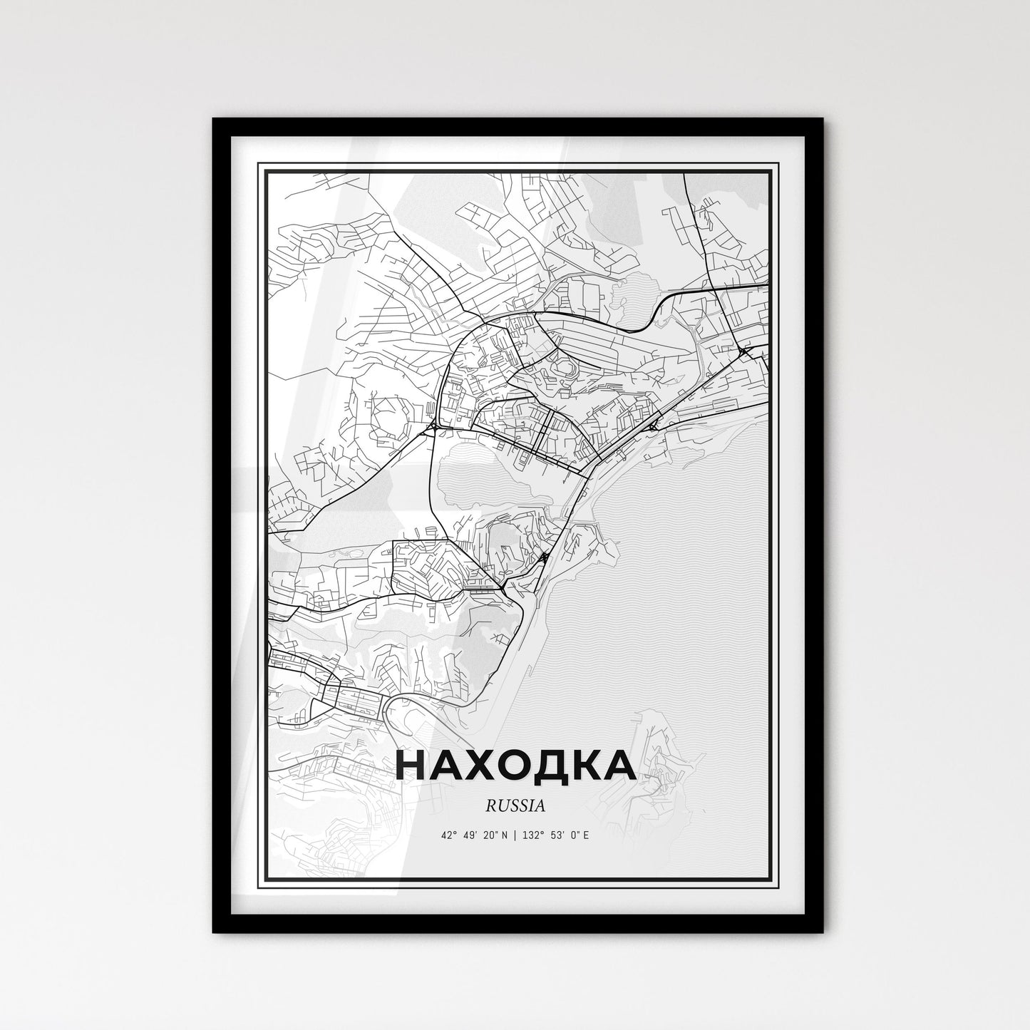 Nakhodka Russia - Scandinavian Style City Map for Modern Home Decor