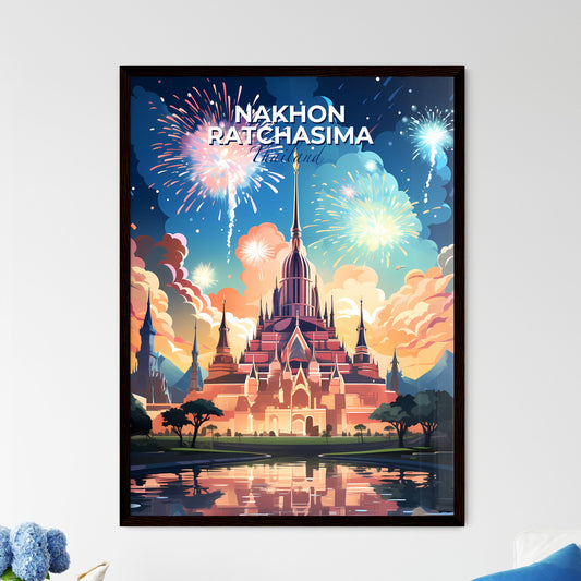 Vibrant Painting of Nakhon Ratchasima Thailand Skyline with Castle and Fireworks Celebrating Art Default Title