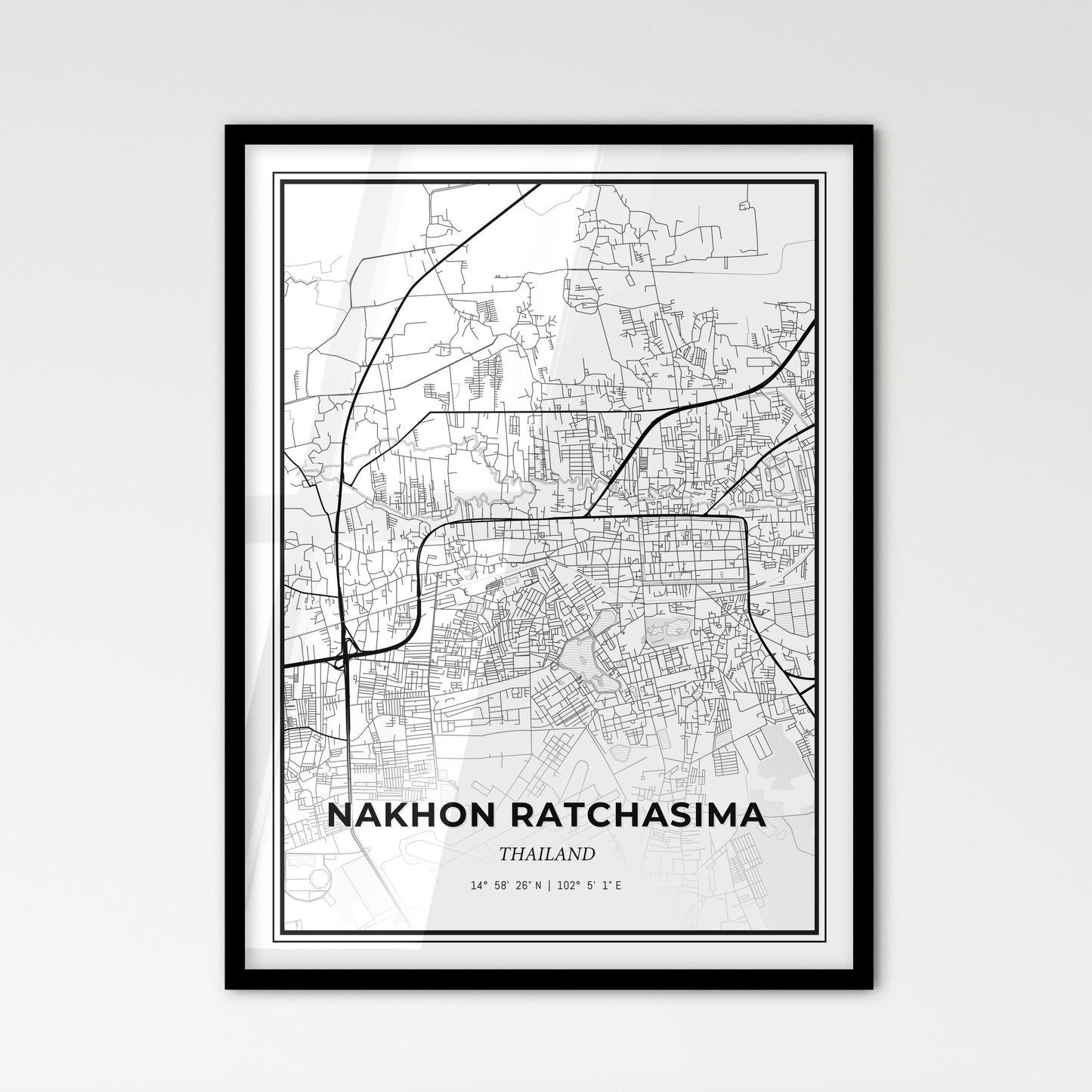 Nakhon Ratchasima Thailand - Scandinavian Style City Map for Modern Home Decor