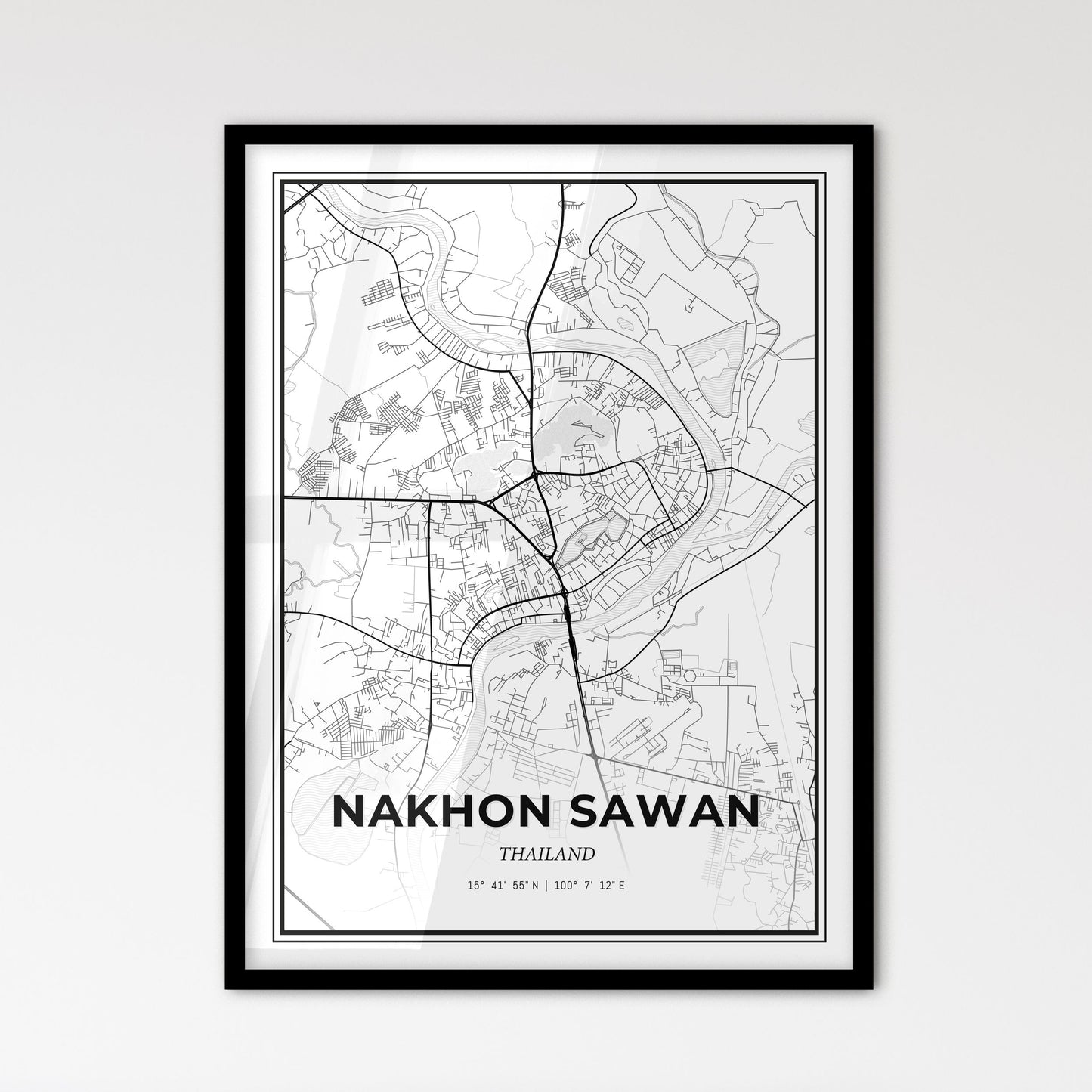 Nakhon Sawan Thailand - Scandinavian Style City Map for Modern Home Decor