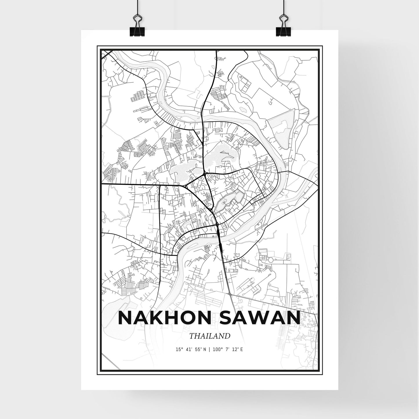 Nakhon Sawan Thailand - Premium City Map Poster