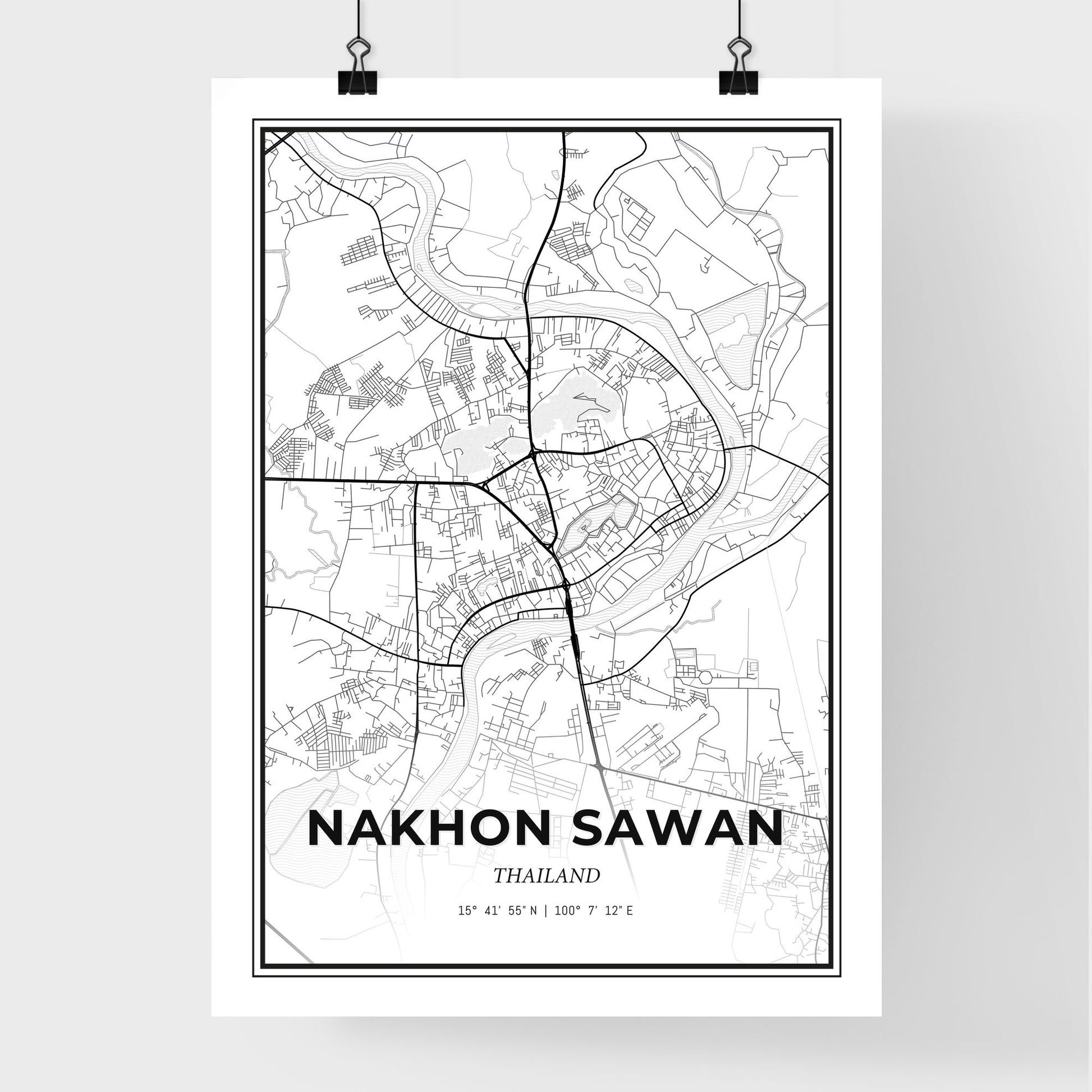 Nakhon Sawan Thailand - Premium City Map Poster