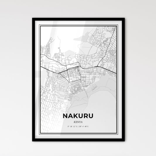 Nakuru Kenya - Scandinavian Style City Map for Modern Home Decor