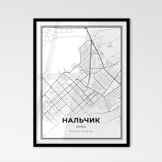 Nalchik Russia - Scandinavian Style City Map for Modern Home Decor