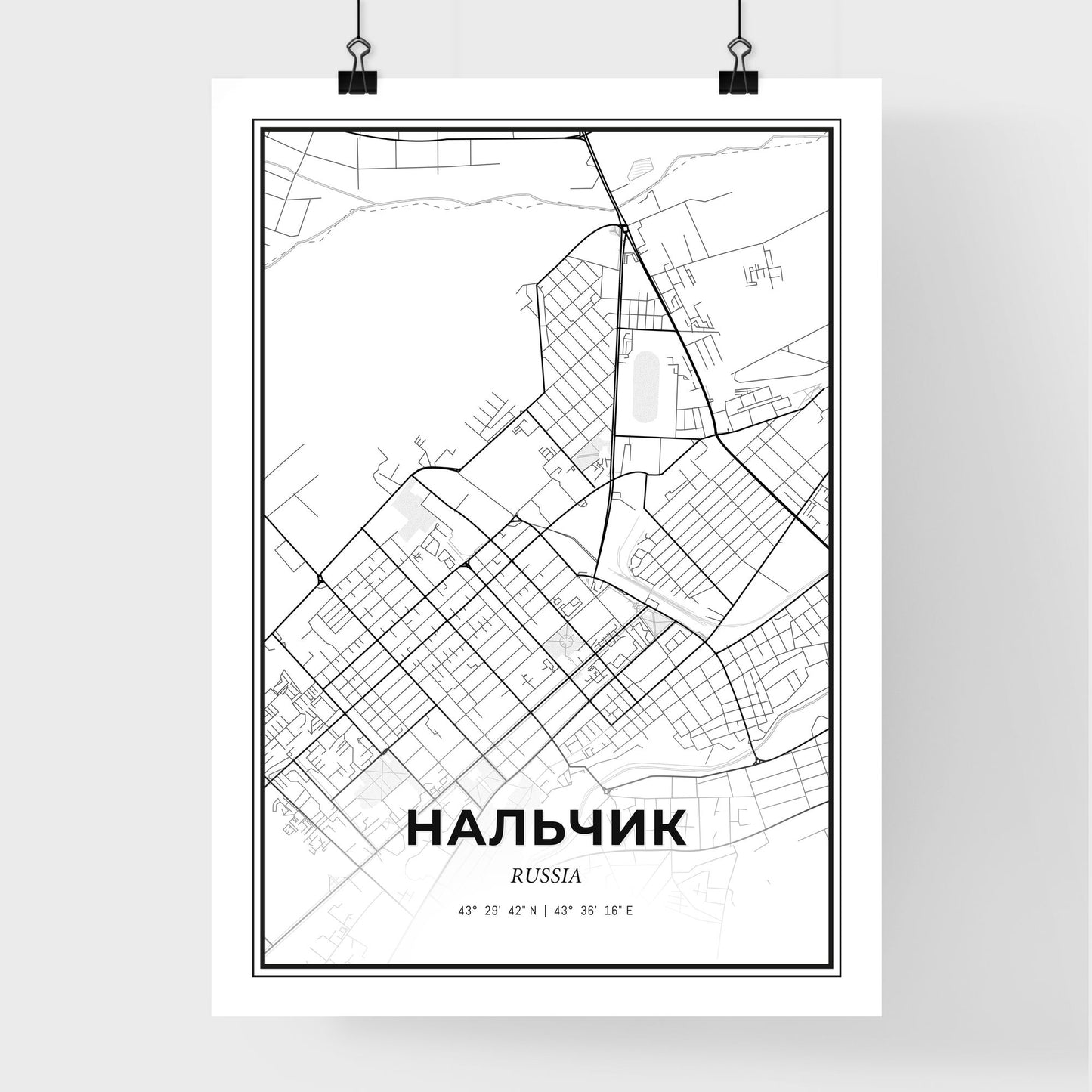 Nalchik Russia - Premium City Map Poster