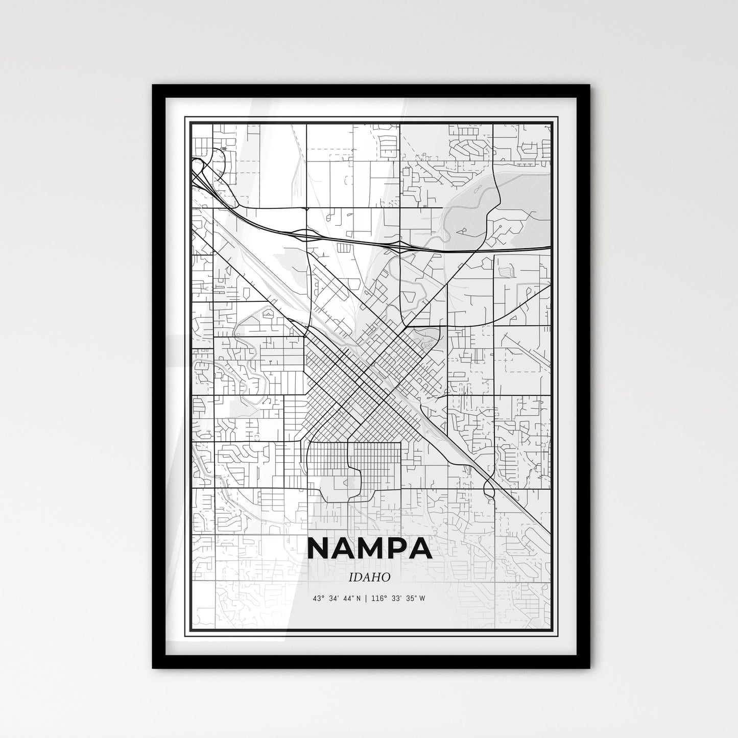 Nampa Idaho - Scandinavian Style City Map for Modern Home Decor