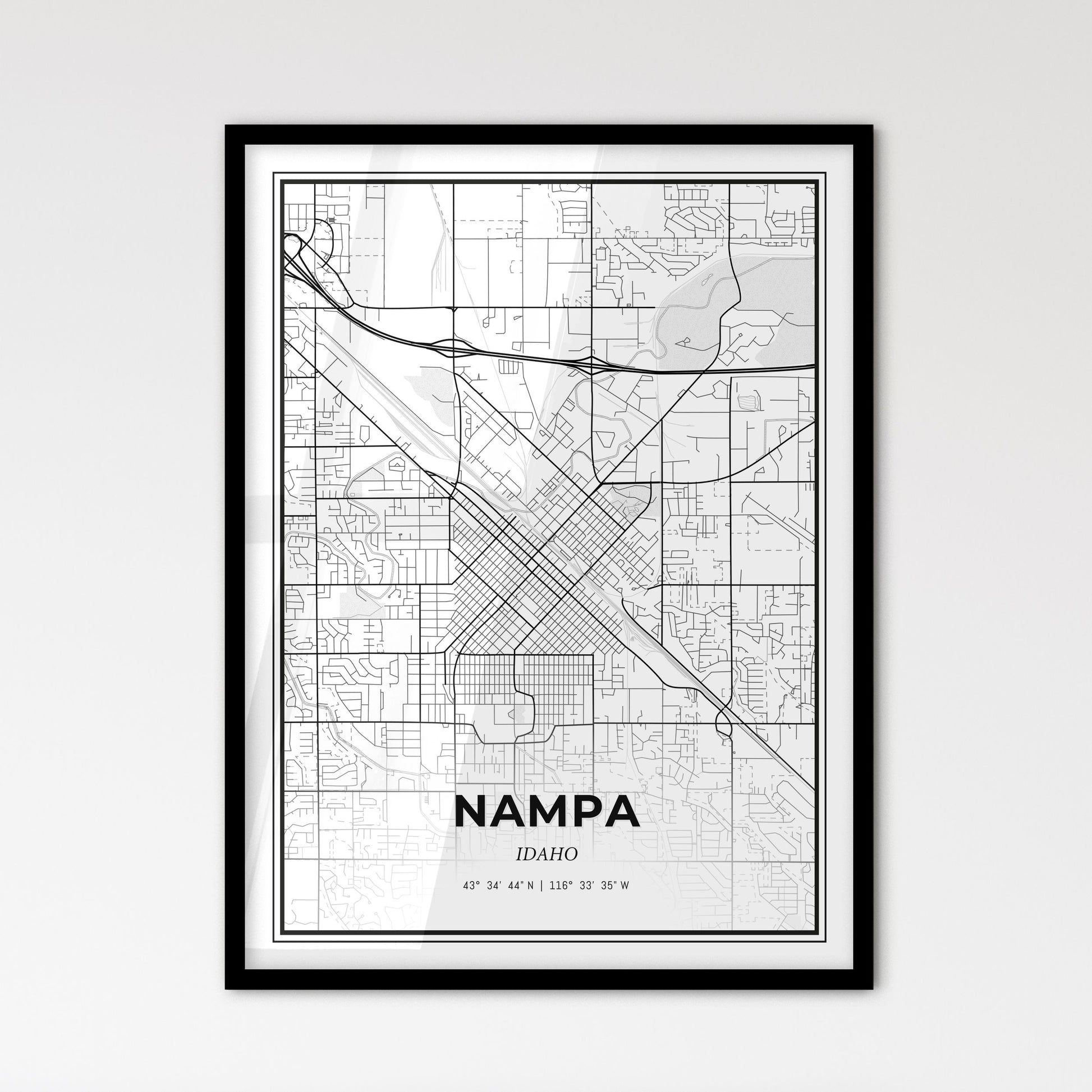 Nampa Idaho - Scandinavian Style City Map for Modern Home Decor