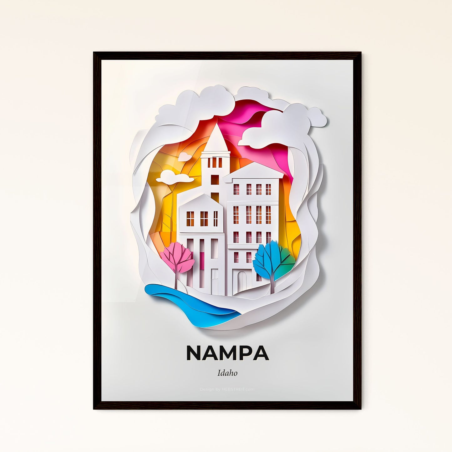 Vivid Nampa, Idaho - a paper cut of a building with a clock tower