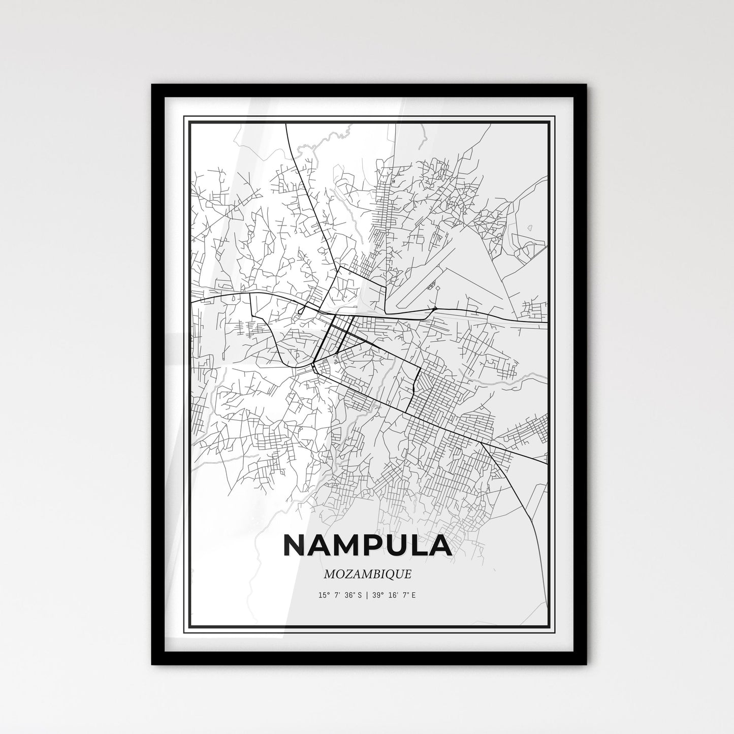 Nampula Mozambique - Scandinavian Style City Map for Modern Home Decor