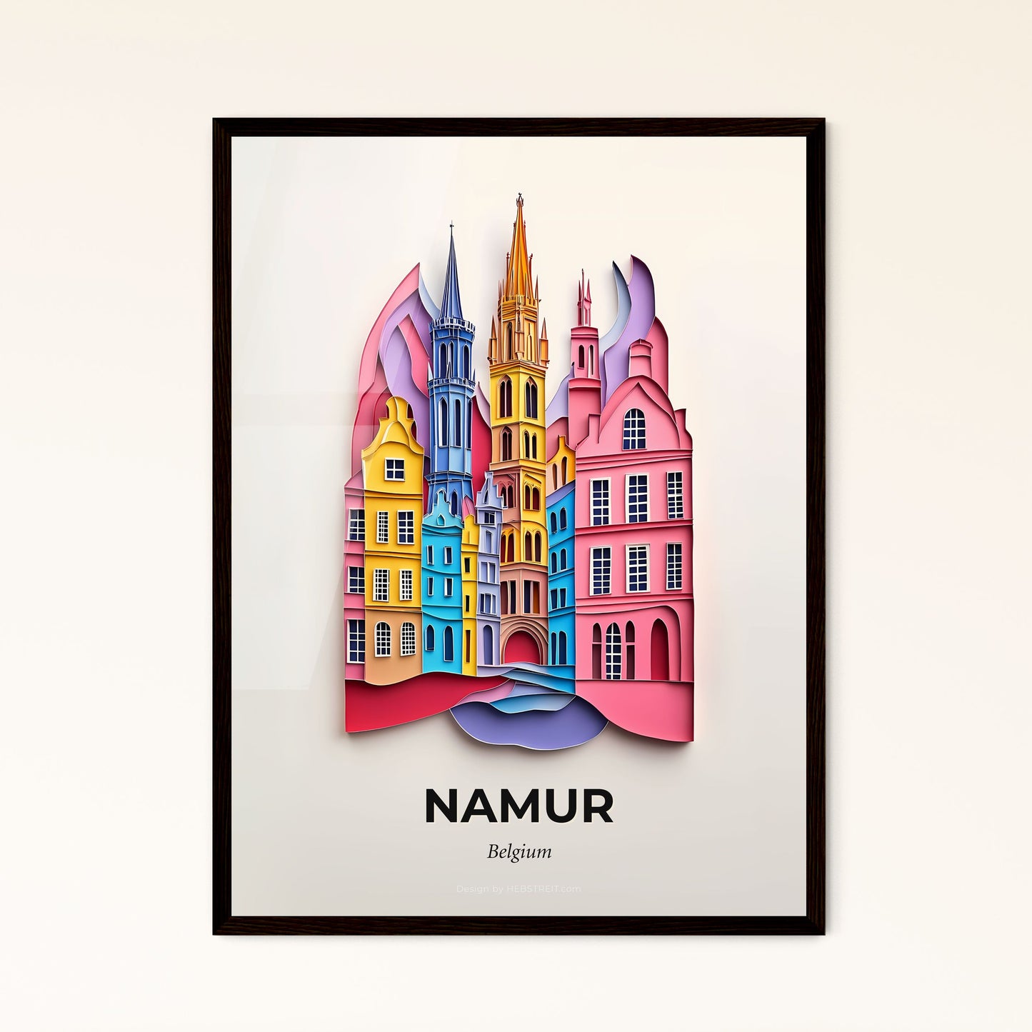 Vivid Namur , Belgium - a paper cut of a city with a bridge