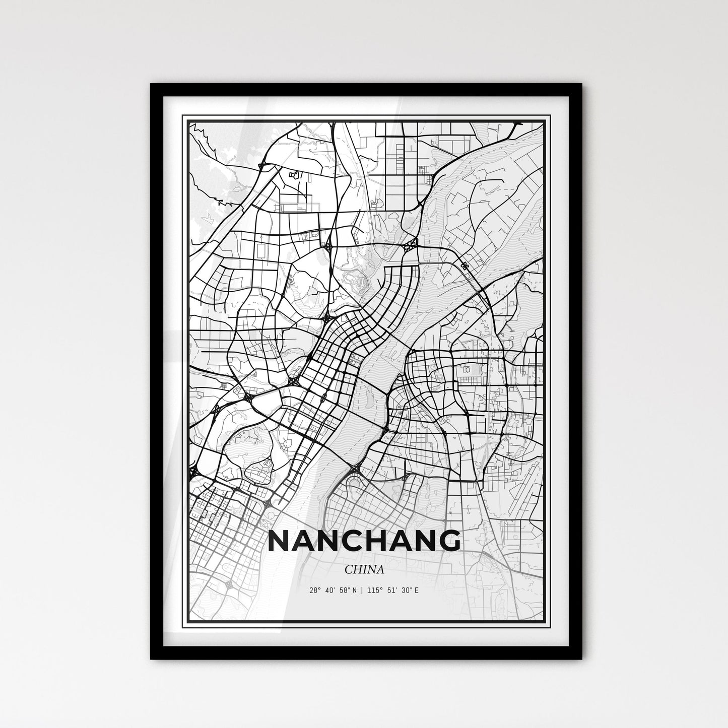 Nanchang China - Scandinavian Style City Map for Modern Home Decor