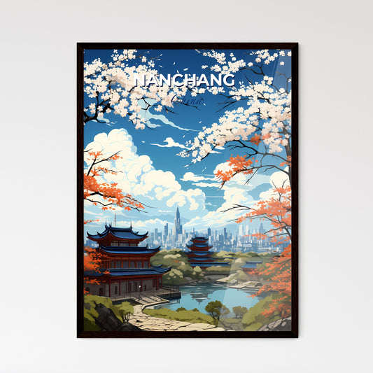 Nanchang China Skyline City River Buildings Painting Art Vibrant Default Title