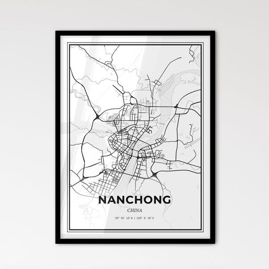 Nanchong China - Scandinavian Style City Map for Modern Home Decor