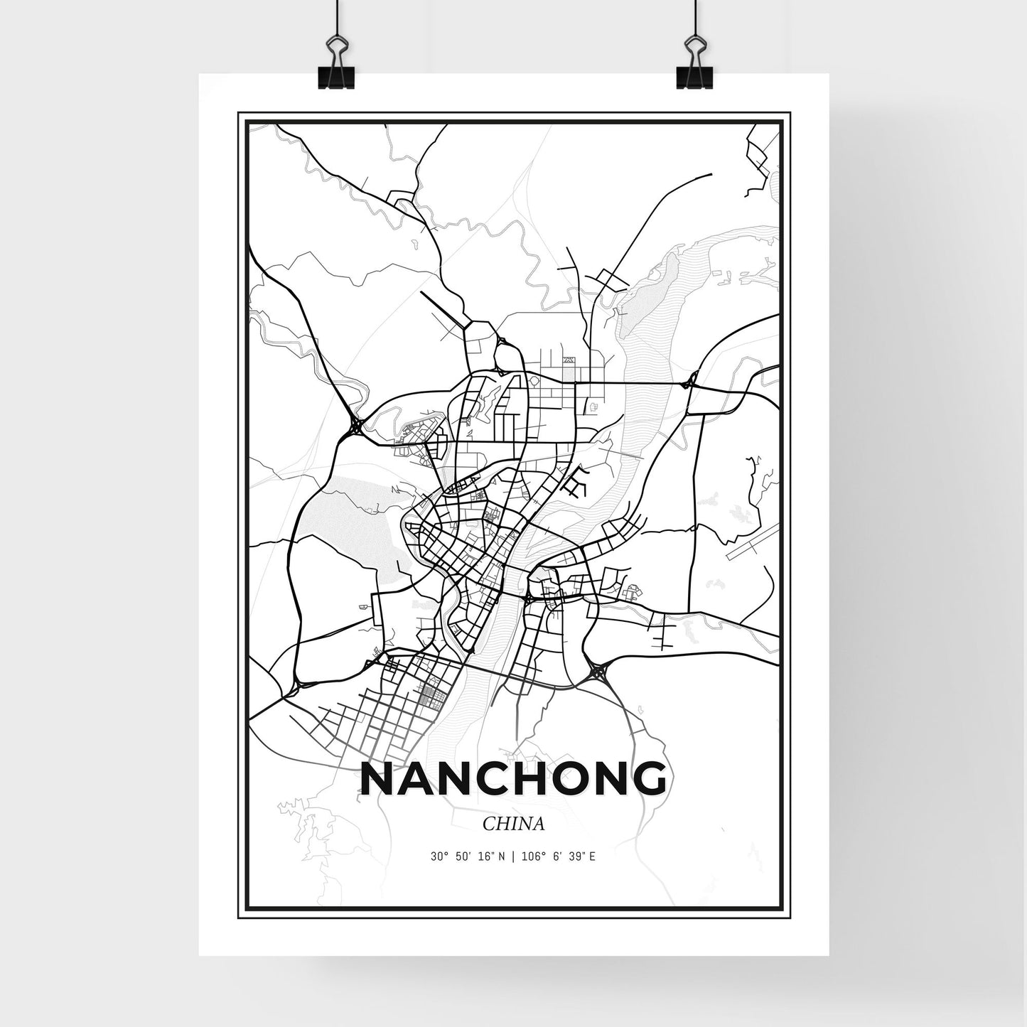 Nanchong China - Premium City Map Poster