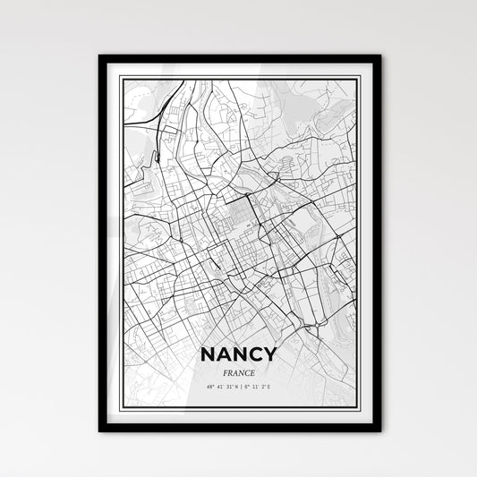 Nancy France - Scandinavian Style City Map for Modern Home Decor