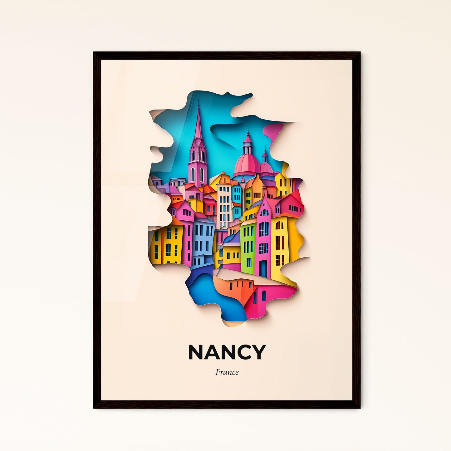 Vivid Nancy, France - a colorful city with a clock tower on top of it