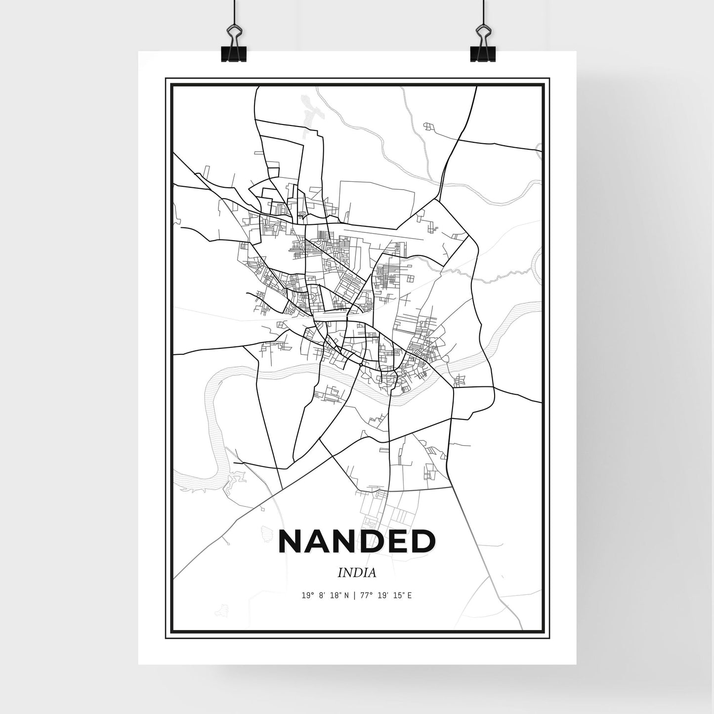 Nanded India - Premium City Map Poster