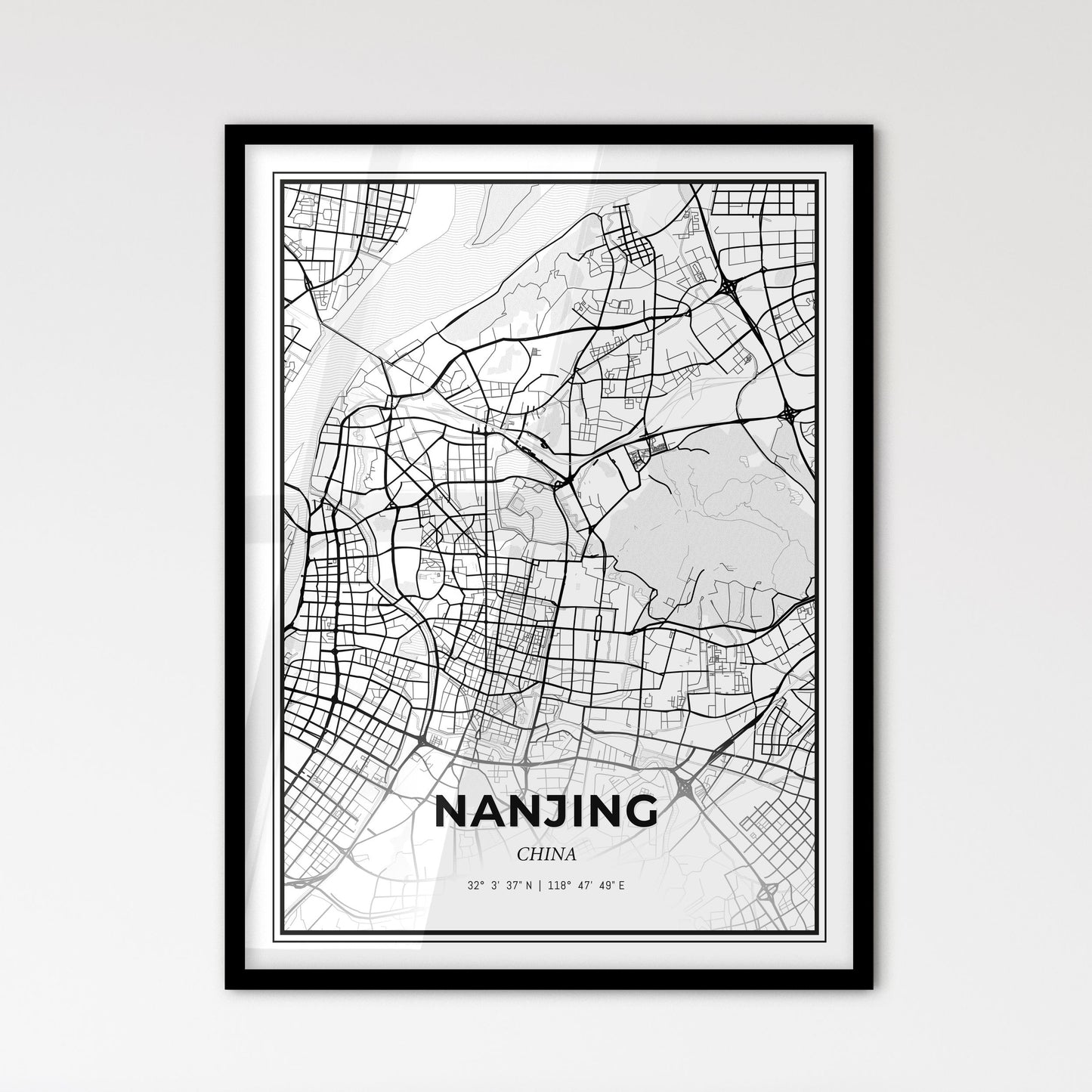 Nanjing China - Scandinavian Style City Map for Modern Home Decor