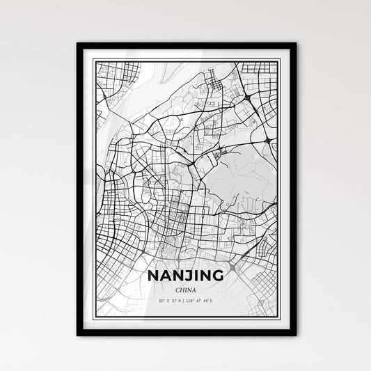 Nanjing China - Scandinavian Style City Map for Modern Home Decor