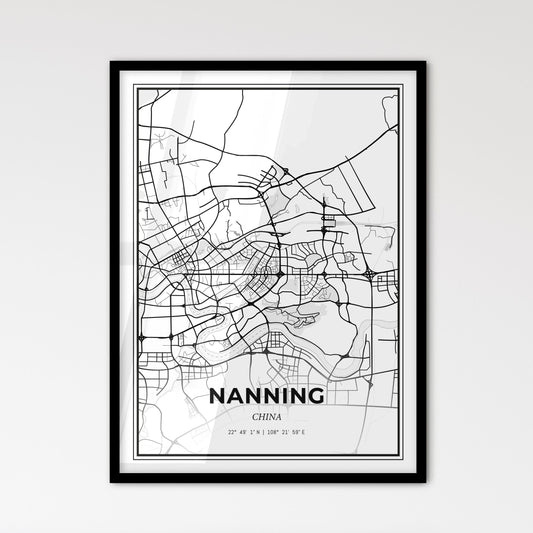 Nanning China - Scandinavian Style City Map for Modern Home Decor