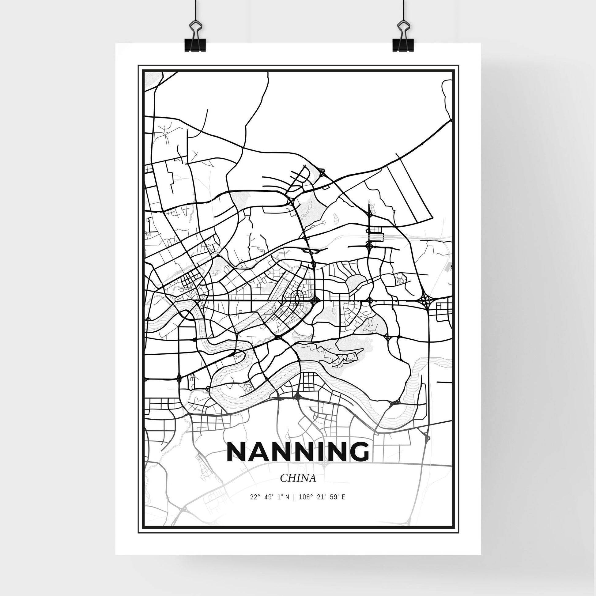 Nanning China - Premium City Map Poster