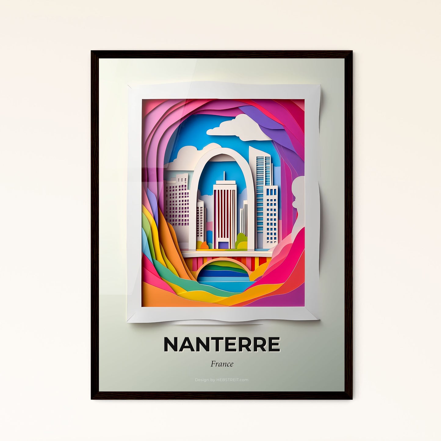 Vivid Nanterre, France - a city with a rainbow colored background