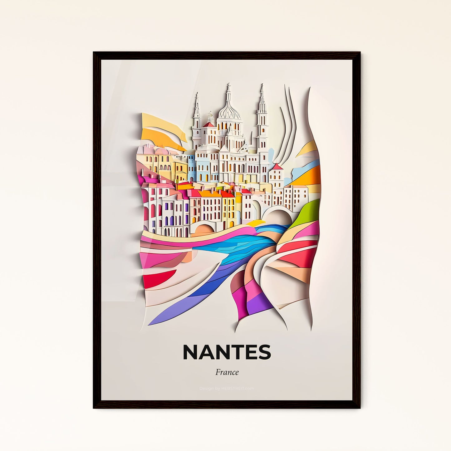 Vivid Nantes, France - a paper cut of a city with a river