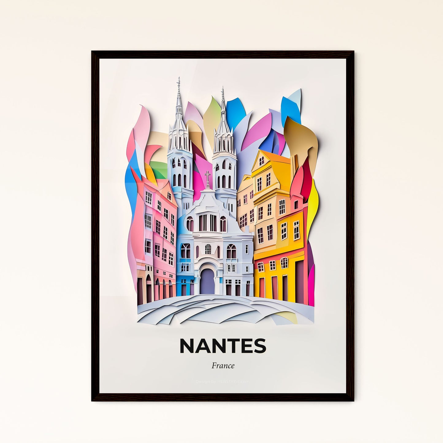 Vivid Nantes, France - a paper cut of a city with a church