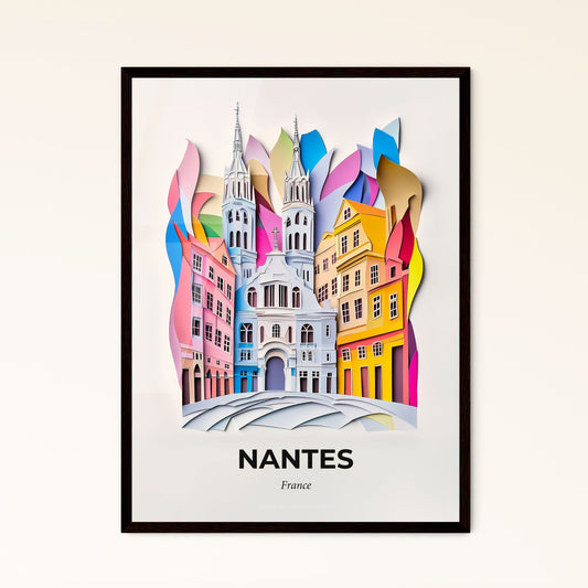 Vivid Nantes, France - a paper cut of a city with a church