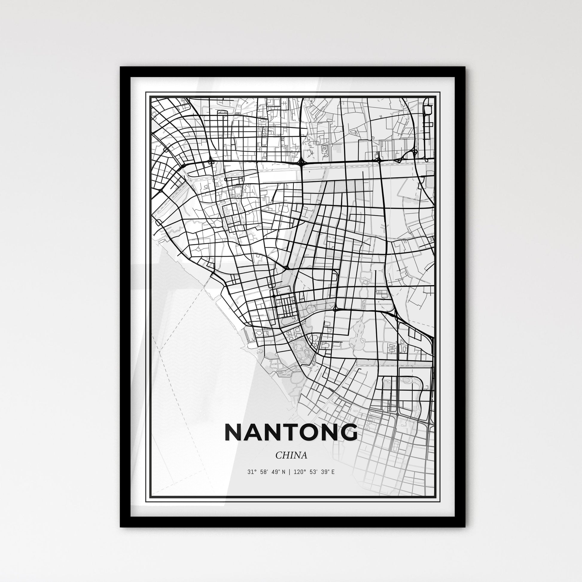 Nantong China - Scandinavian Style City Map for Modern Home Decor