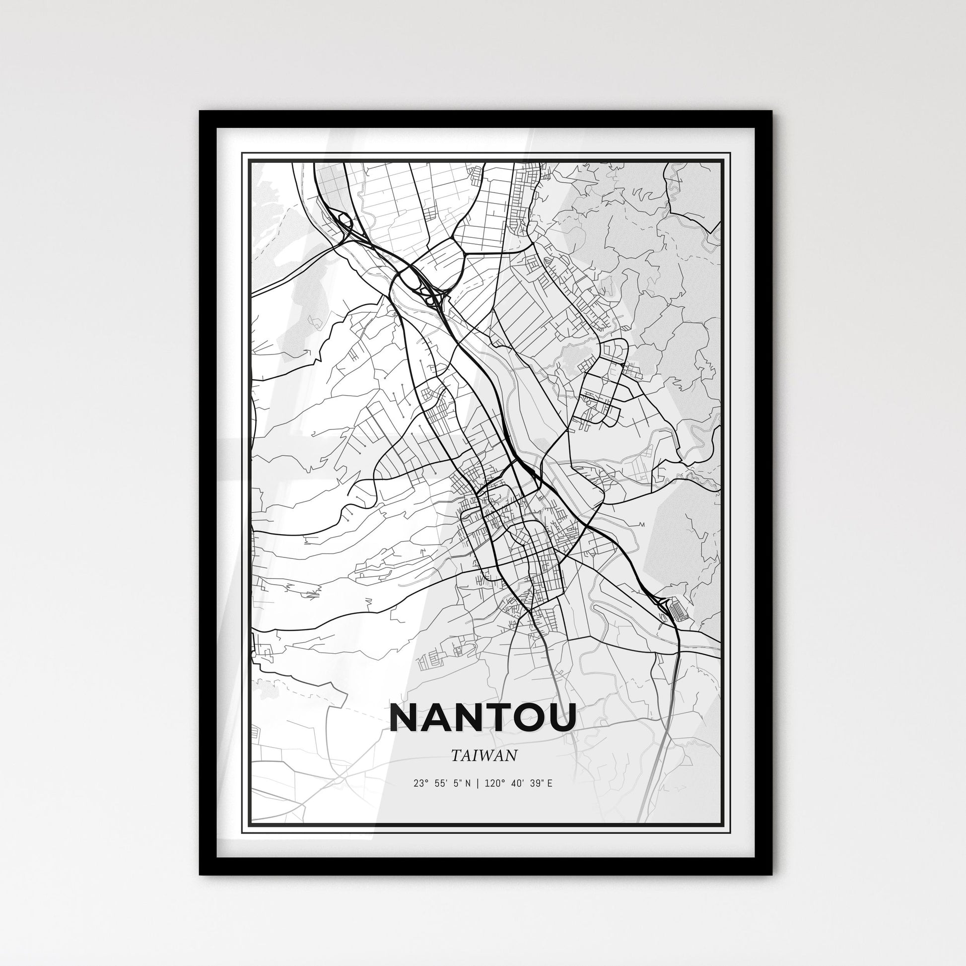 Nantou Taiwan - Scandinavian Style City Map for Modern Home Decor