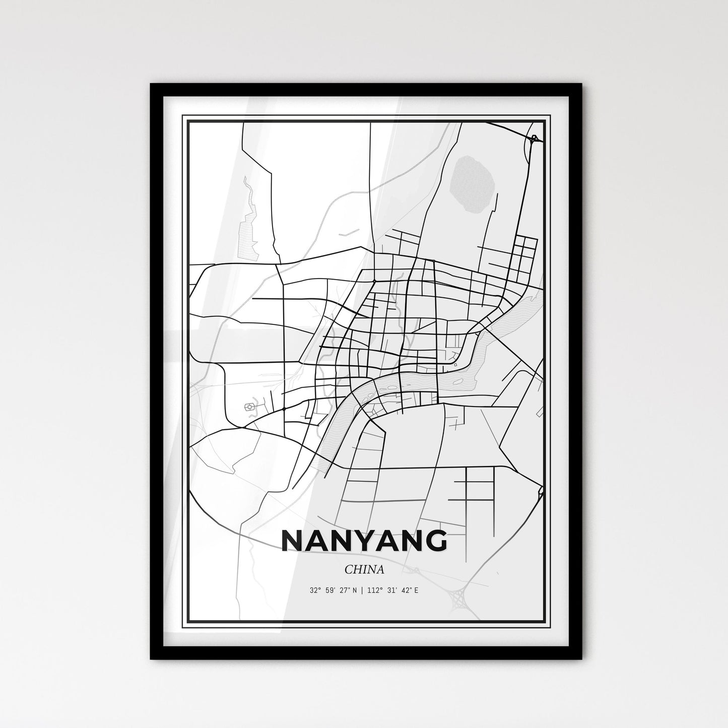 Nanyang China - Scandinavian Style City Map for Modern Home Decor