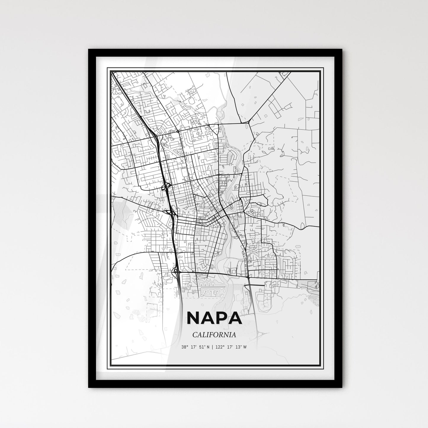 Napa California - Scandinavian Style City Map for Modern Home Decor