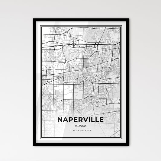 Naperville Illinois - Scandinavian Style City Map for Modern Home Decor