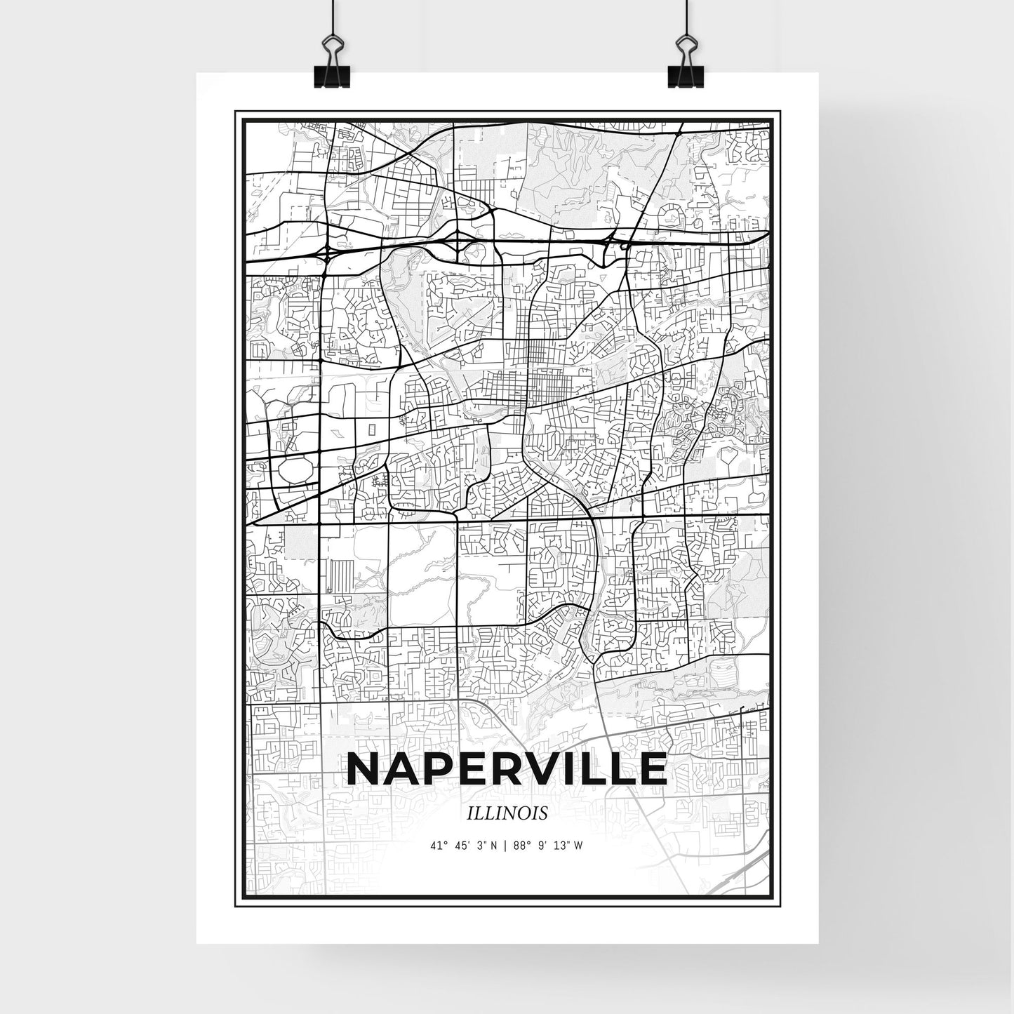 Naperville Illinois - Premium City Map Poster