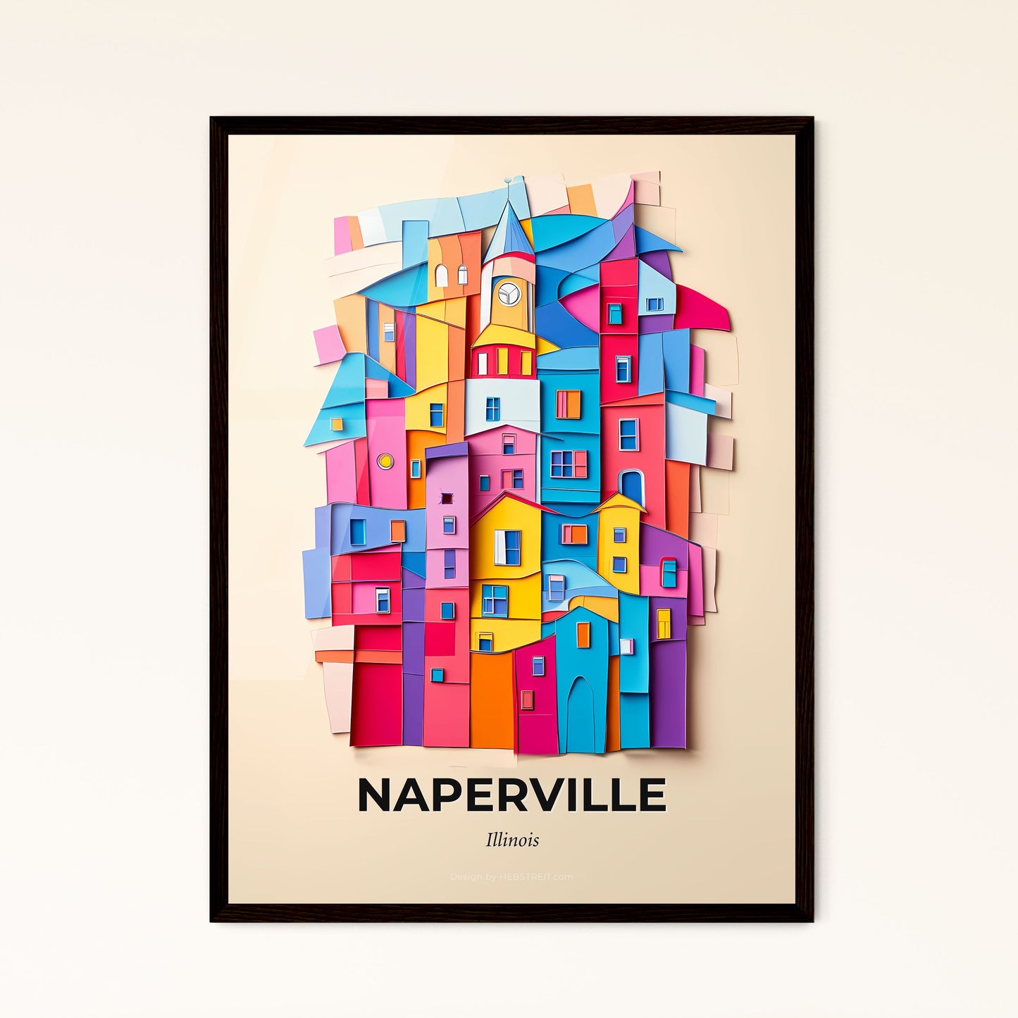 Vivid Naperville, Illinois - a colorful city with a clock tower on top of it