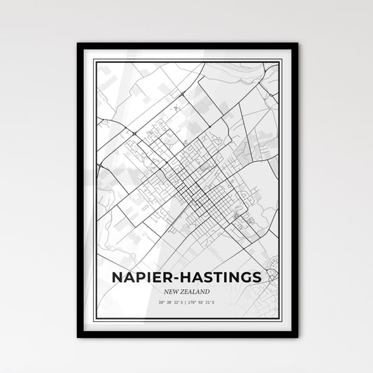 Napier-Hastings New Zealand - Scandinavian Style City Map for Modern Home Decor